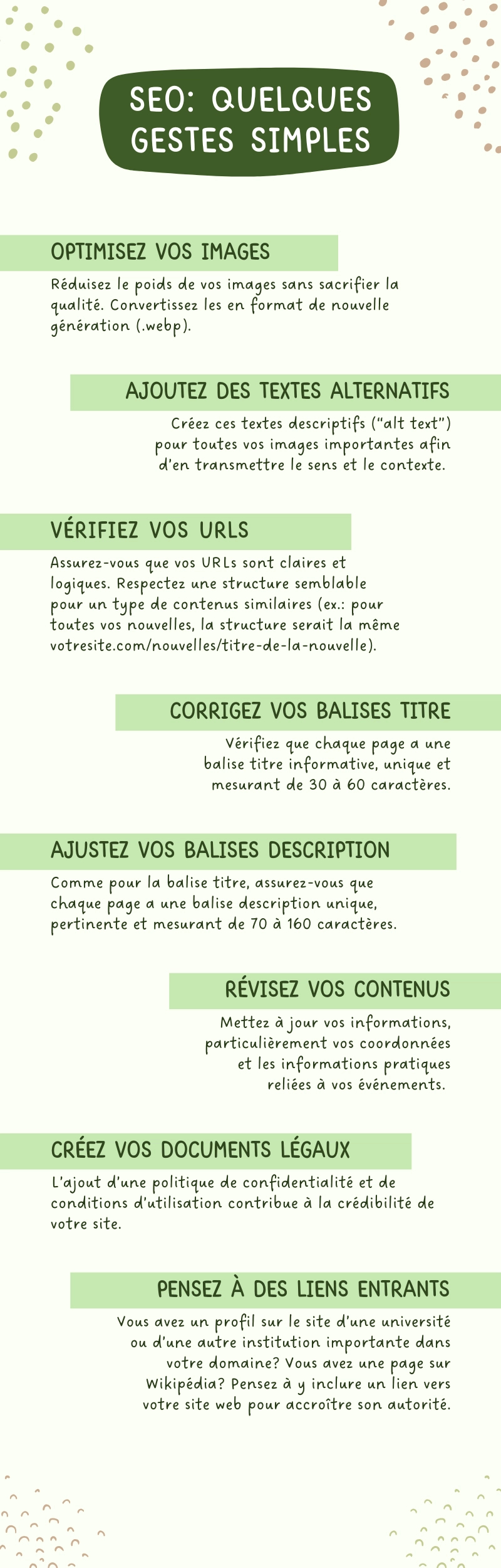 Liste de 8 actions à mettre en place aisément pour améliorer votre SEO