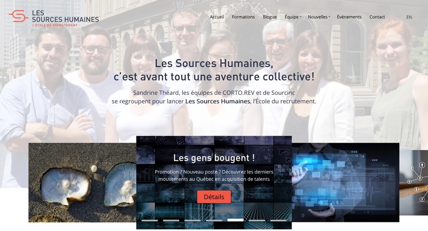 Page d'accueil du site Les Sources Humaines